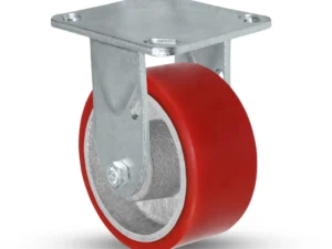 Red PU Fixed Castor Wheels