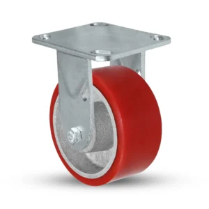 Red PU Fixed Castor Wheels