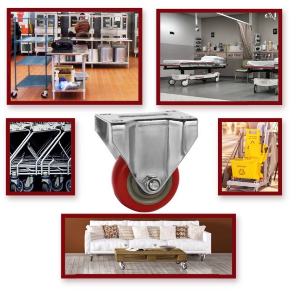 Red PU Heavy Duty Fixed Castor Wheels in East Africa - Image 2