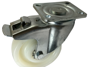 White Nylon Swivel Castor Wheels with Brake
