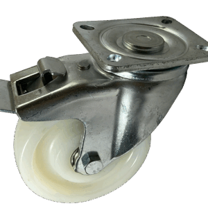 White Nylon Swivel Castor Wheels with Brake